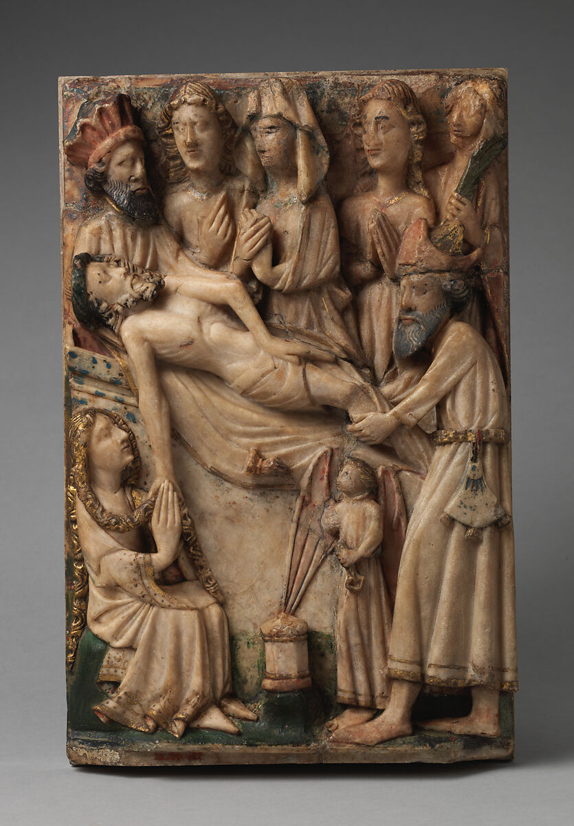 The Entombment, Alabaster with paint and gilding, British 