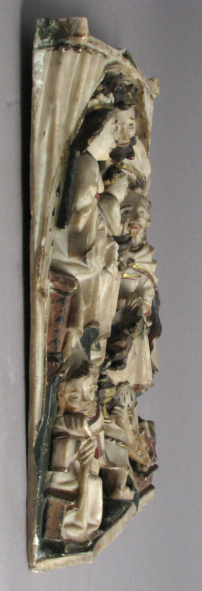 Adoration of the Magi, Alabaster with paint and gilding, British