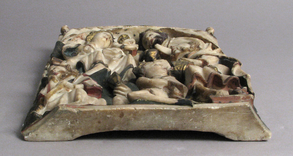 Adoration of the Magi, Alabaster with paint and gilding, British