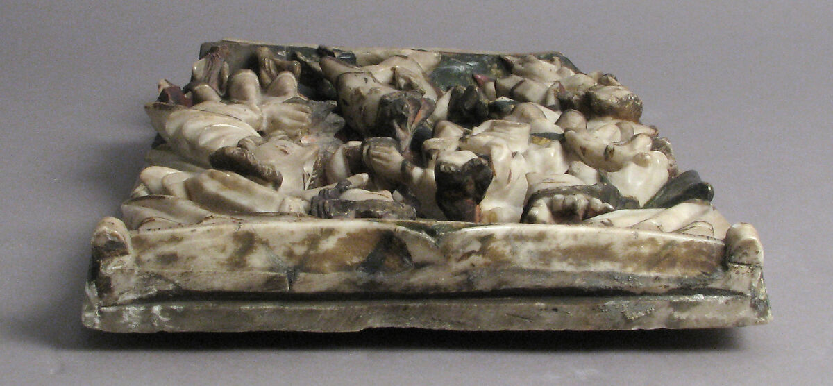 Adoration of the Magi, Alabaster with paint and gilding, British