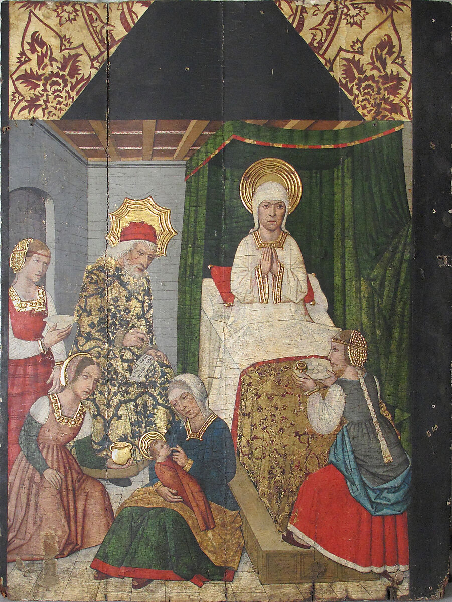 Panel with the Birth of St. John the Baptist from Retable, Domingo Ram (Spanish, Aragon, active 1464–1507), Tempera on wood, gold ground, Spanish 