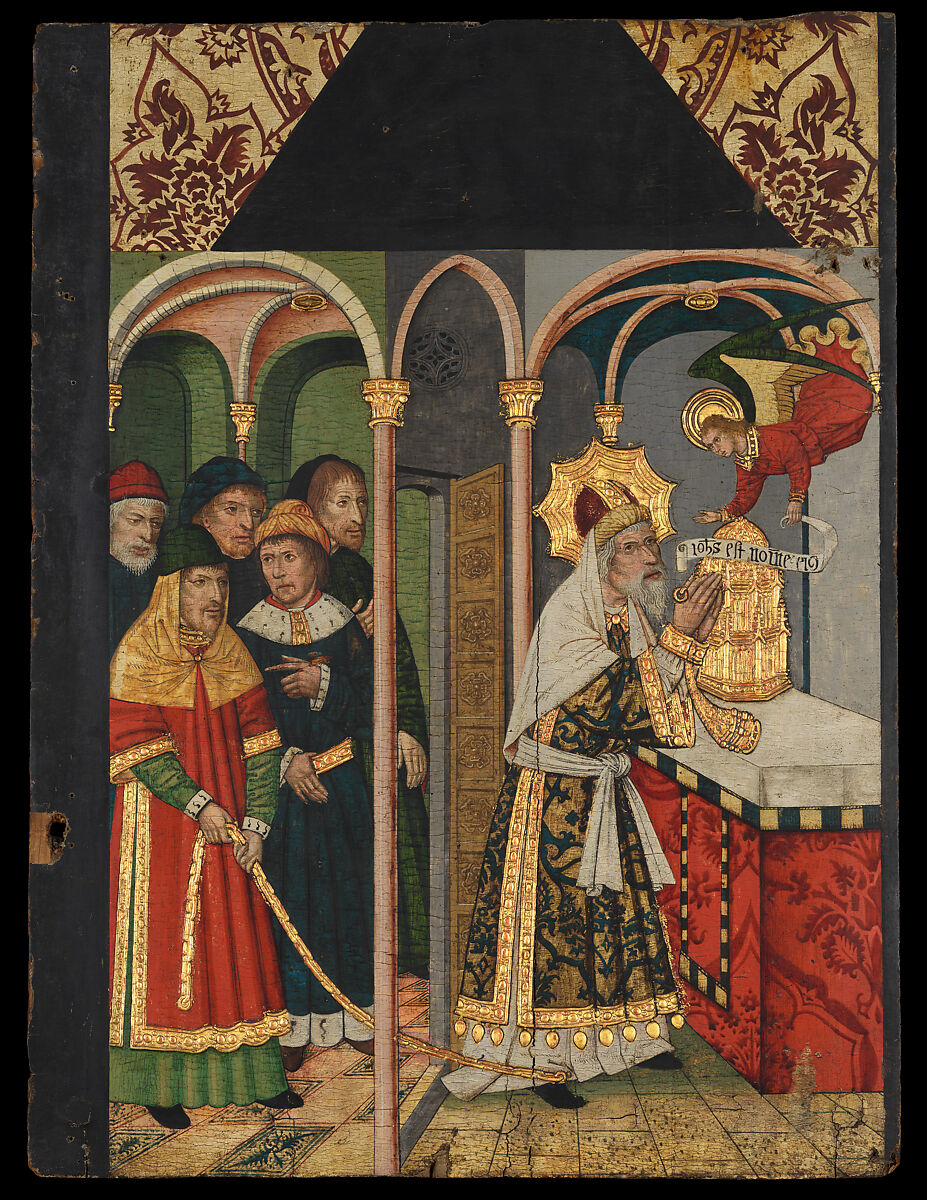 Panel with the Angel Appearing to Zacharias (from a Retable depicting Saint John the Baptist and scenes from his life), Domingo Ram (Spanish, Aragon, active 1464–1507), Tempera on wood, gold ground, Spanish 