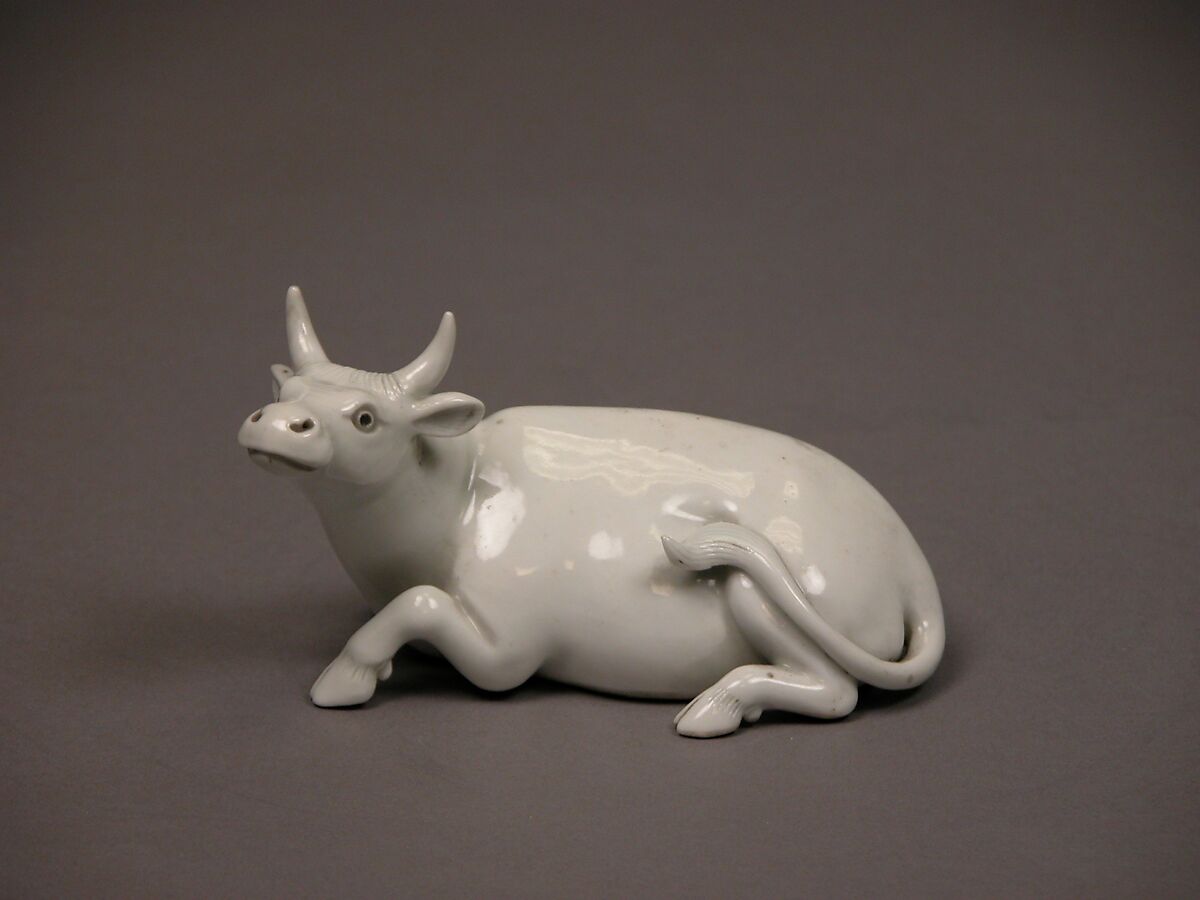 Cow Reclining, White porcelain (Hirado ware), Japan 