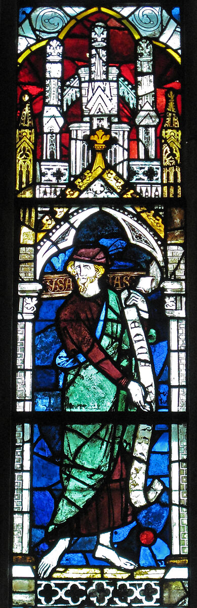 Prophet Isaiah, Pot-metal glass, colorless glass, and vitreous paint, French
