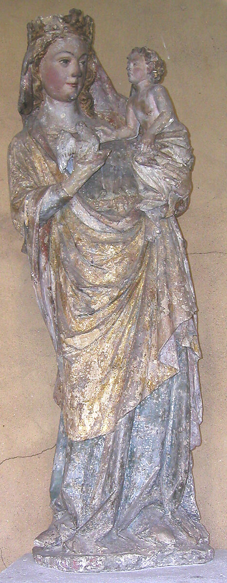 Standing Virgin and Child, Limestone, paint, gilt, Spanish 