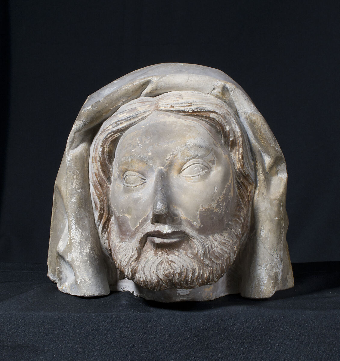 Head of a Bearded Man, Stone, paint, French 