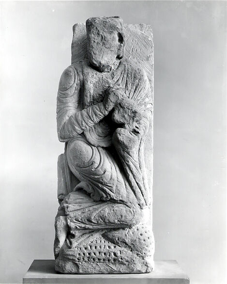 Sculpture of a Wise Man (from a Group with the Adoration of the Magi), Limestone, Spanish
