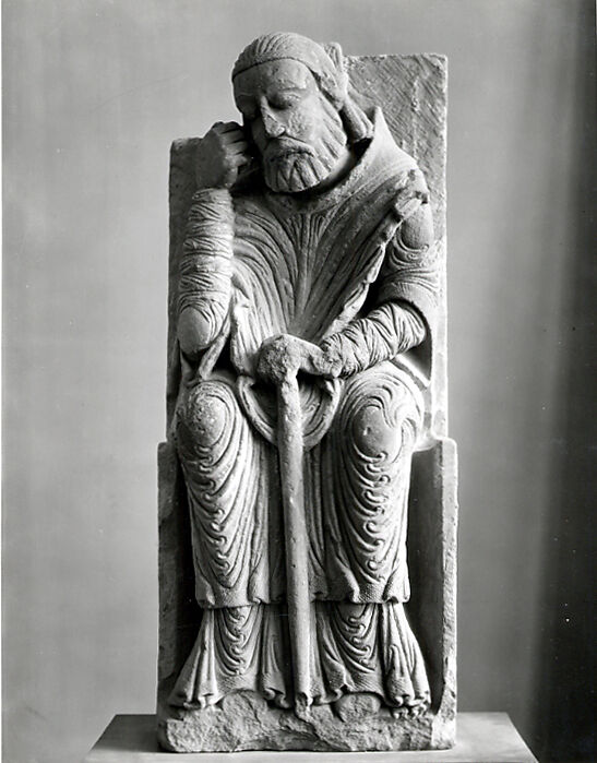 Joseph (from a group with the Adoration of the Magi), Limestone, Spanish