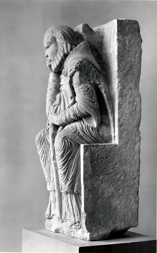 Joseph (from a group with the Adoration of the Magi), Limestone, Spanish