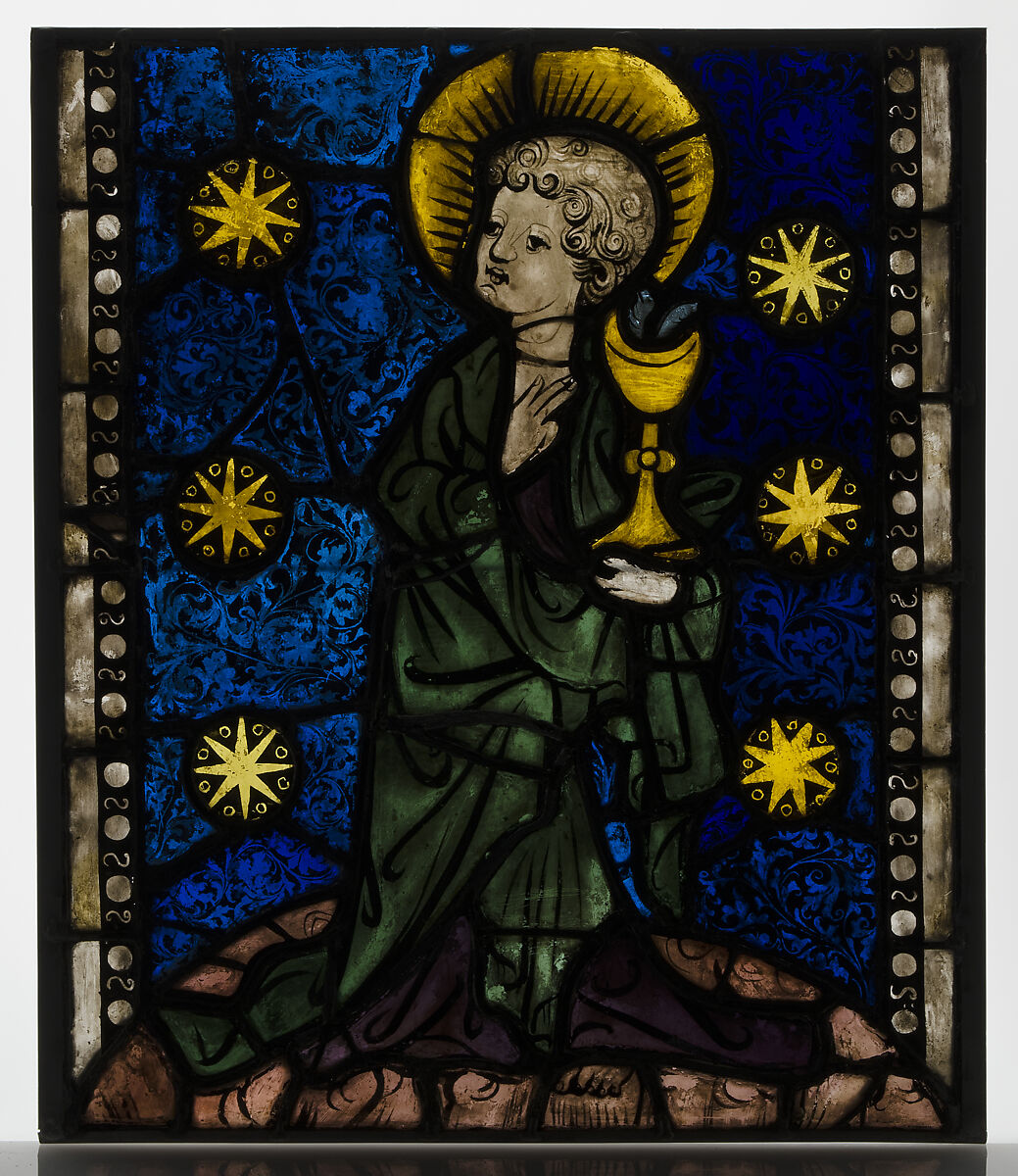 Saint John the Evangelist, Pot-metal and colorless glass with vitreous paint, Austrian 
