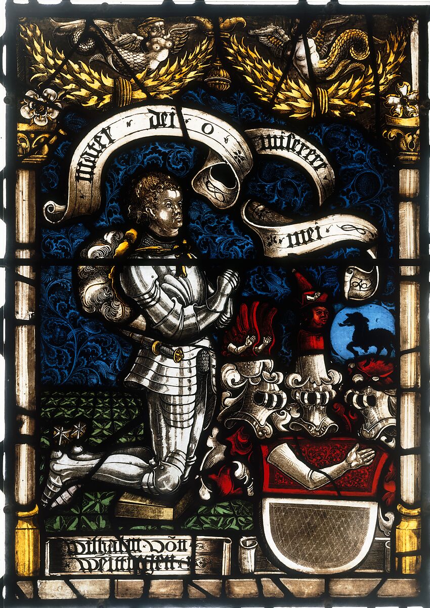 Heraldic Panel of Wilhelm von Weitingen, Pot metal glass, flashed glass, paint and stain, German 