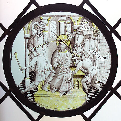Roundel with Christ crowned with thorns and mocked