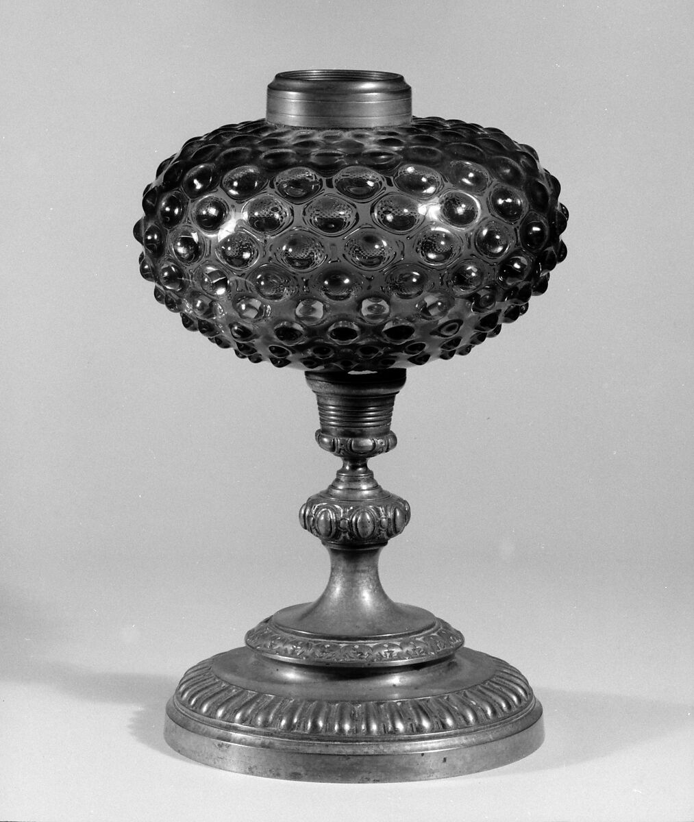 Hobnail Lamp, Probably Hobbs, Brockunier and Company (1863–1891), Pressed glass, American 