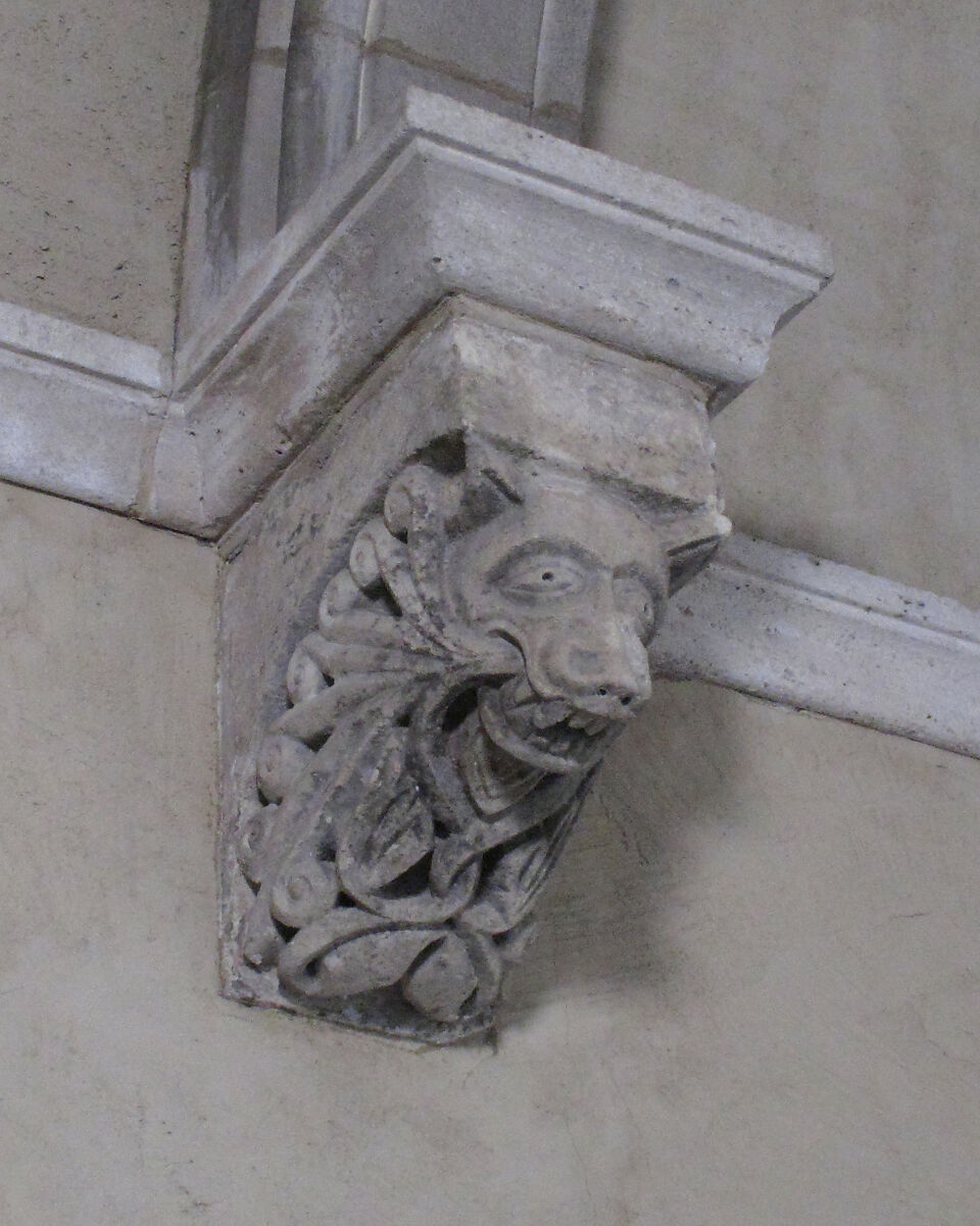 Corbel with Animal Mask of Wolf, Limestone, French 