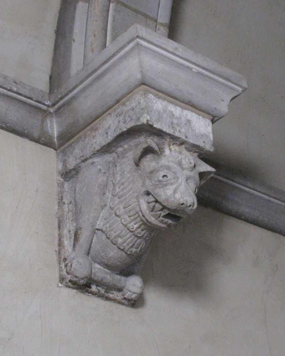 Corbel with Fore Portion of Beast with Bone, Limestone, French 