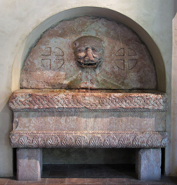 Wall Fountain, Red and white marble of Villefranche, French 