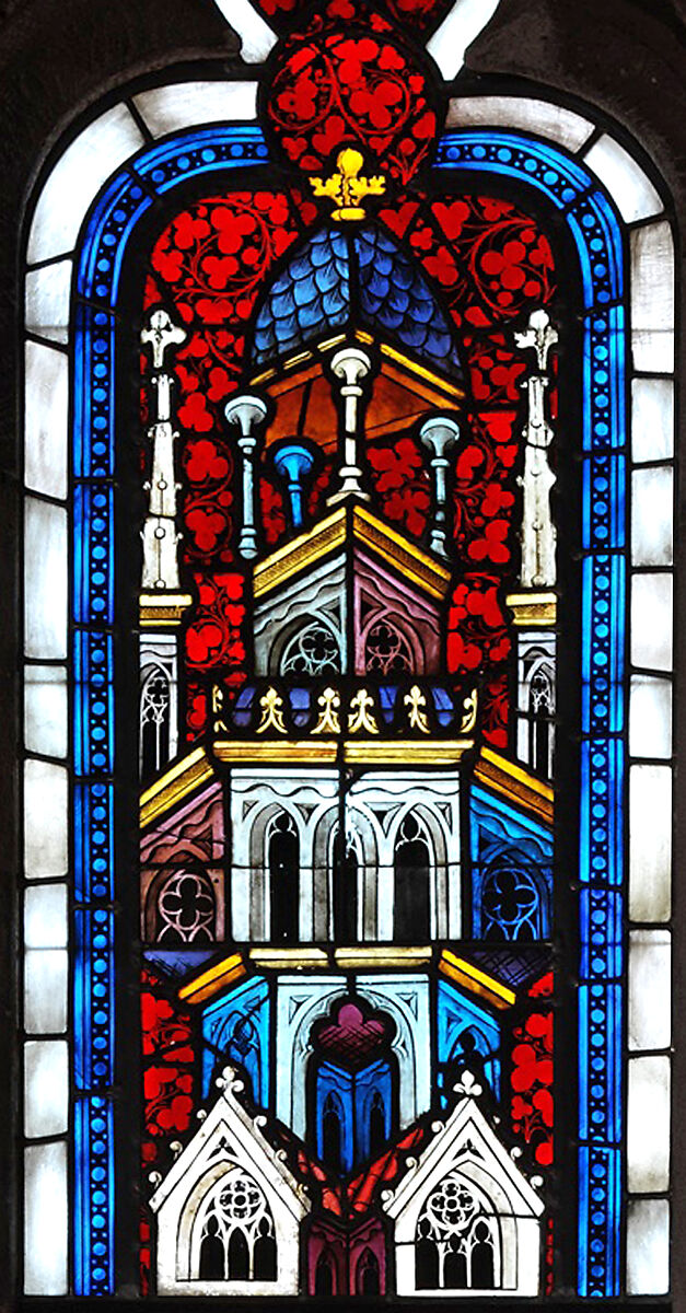 Panel with the Annunciation, Pot-metal glass, colorless glass, and vitreous paint, Austrian