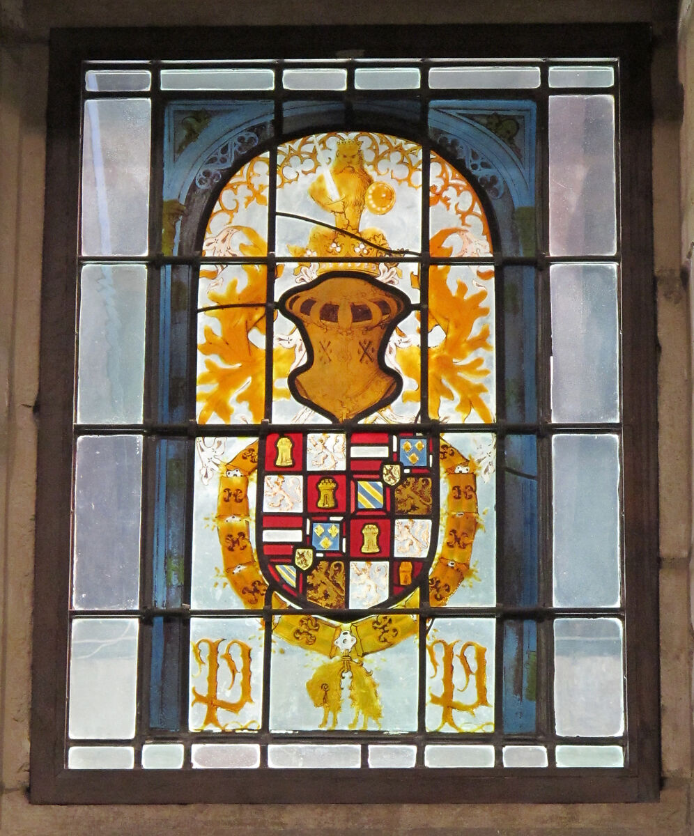 Heraldic Panel with Arms of the House of Hapsburg, Pot-metal glass, white glass, vitreous paint, and silver stain, South Netherlandish