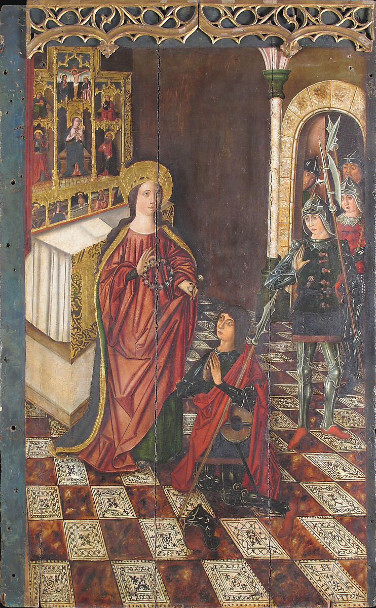 Saint Anne with the Virgin and Child, Oil and gold on wood (pine?), Spanish