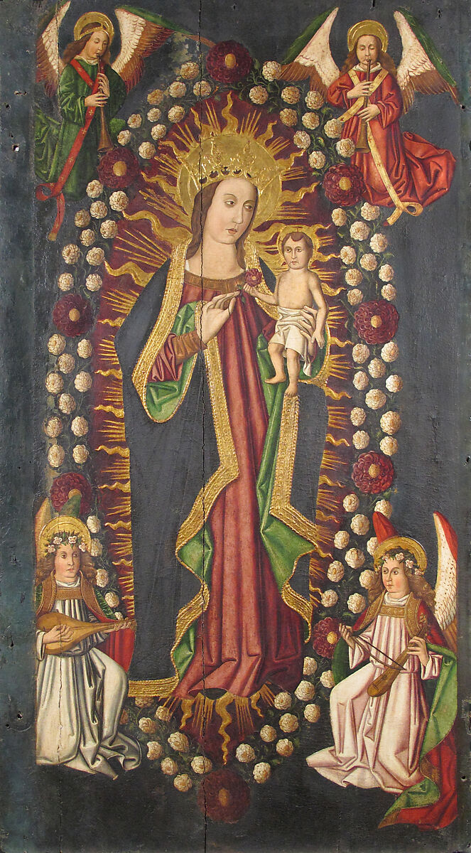 Saint Anne with the Virgin and Child, Oil and gold on wood (pine?), Spanish
