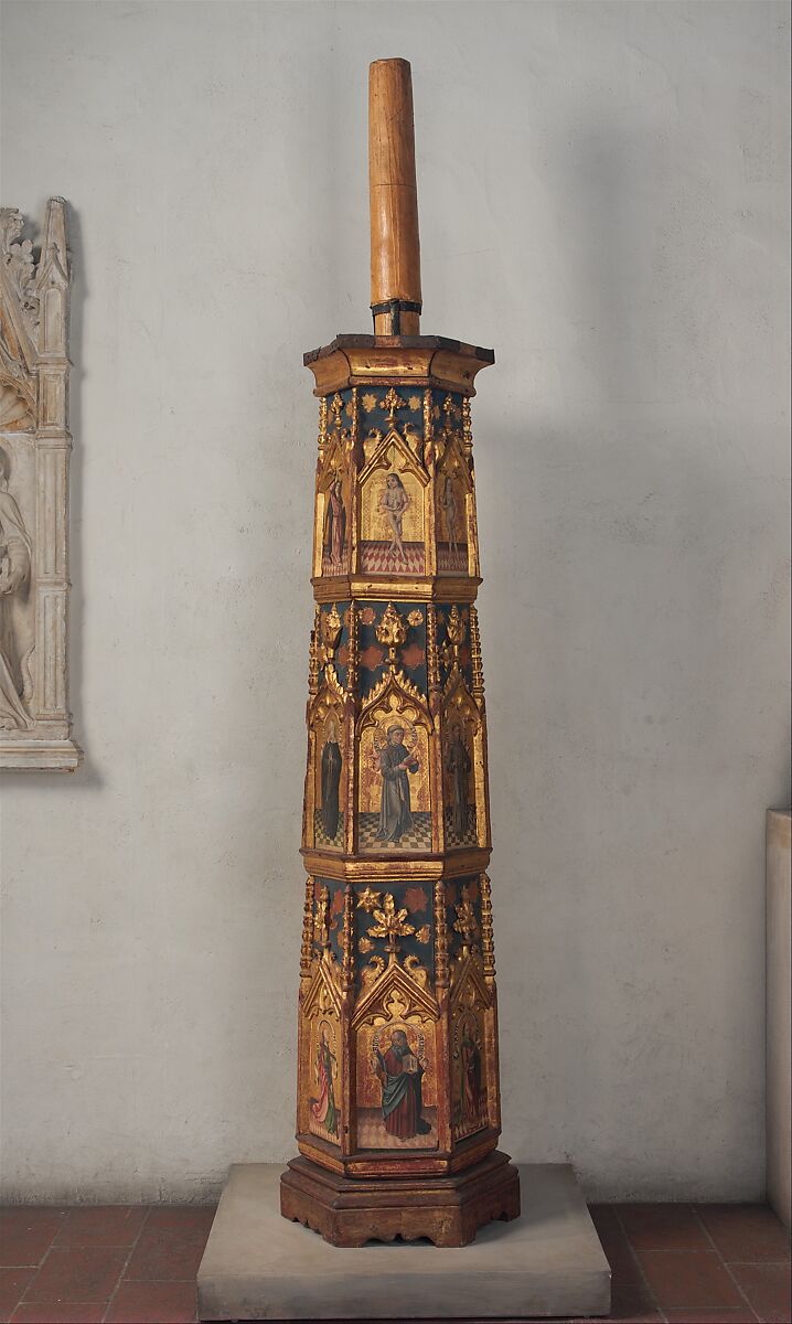 Paschal Candlestick, Wood with paint and gilding, Spanish 
