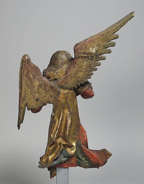 Sculpture of Angel with Lute, Limewood (possibly), South German