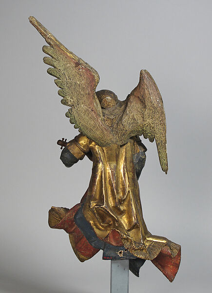Sculpture of Angel with Rebec, Limewood (possibly), South German