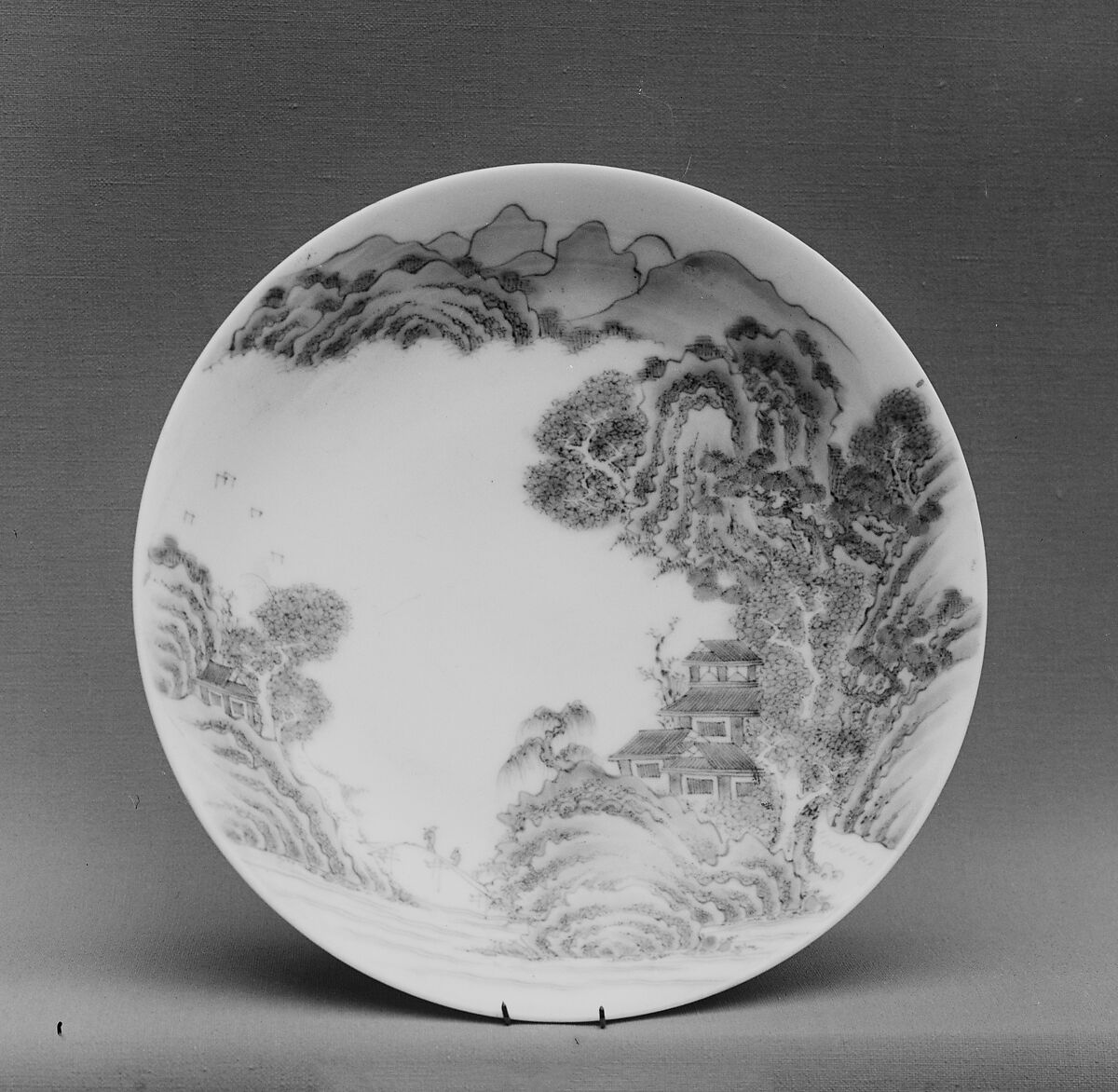 Saucer, White porcelain decorated with blue under the glaze (Hirado ware), Japan 