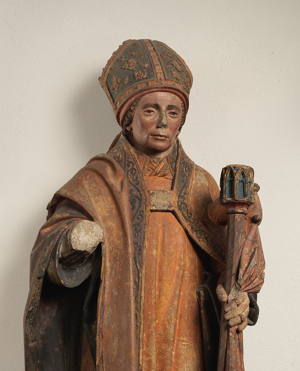 Saint Germain and a Donor, Limestone, paint, French