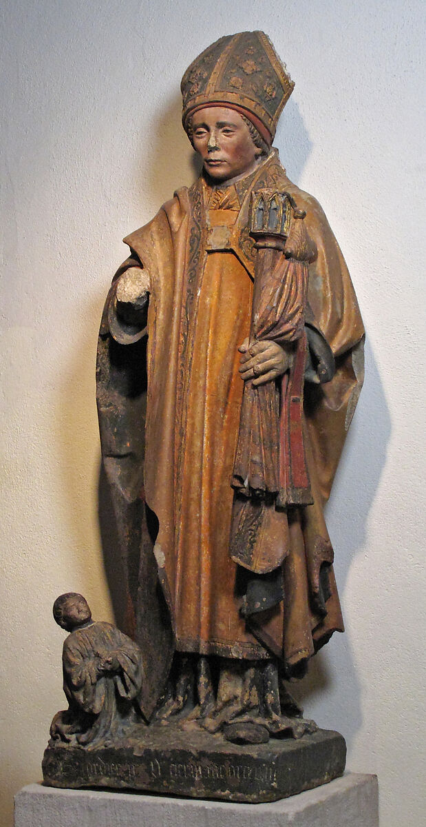 Saint Germain and a Donor, Limestone, paint, French