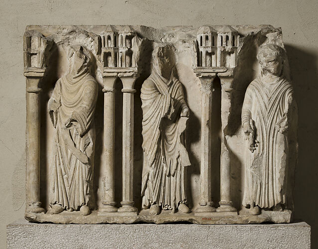 Relief Fragment with Three Monks