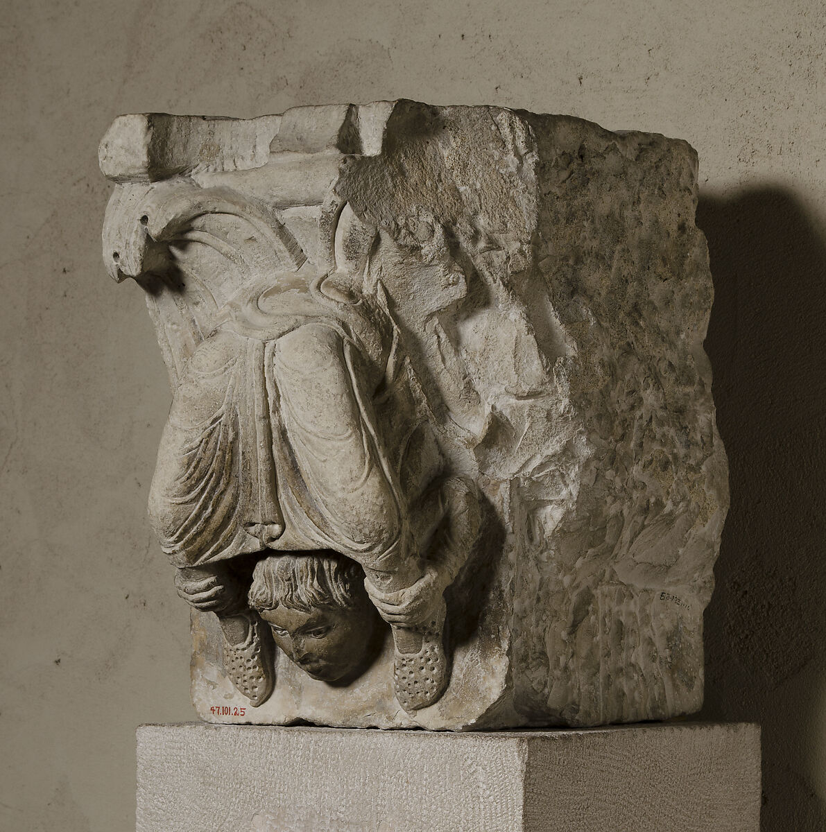 Portion of a Pilaster with an Acrobat, Limestone, French