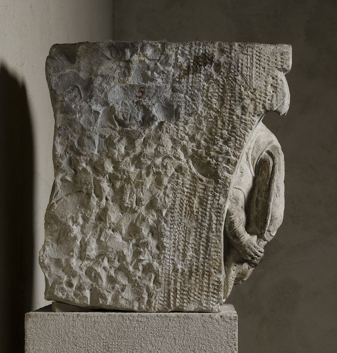 Portion of a Pilaster with an Acrobat, Limestone, French