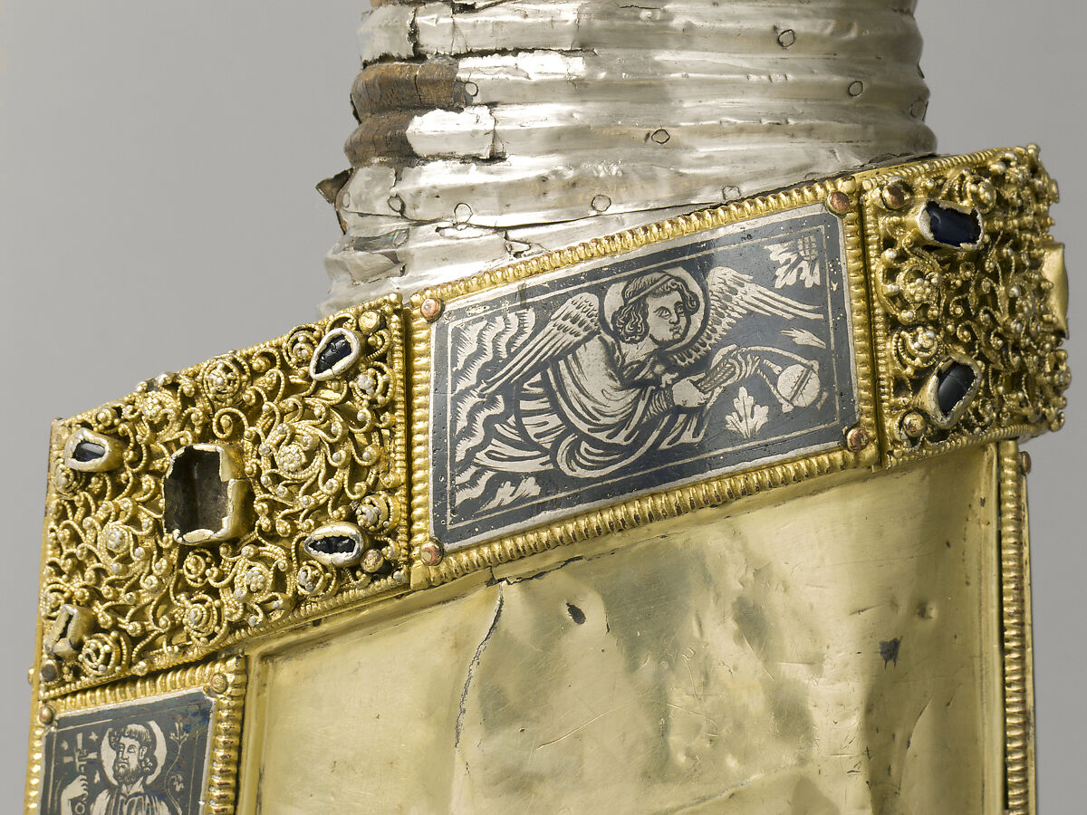 Arm Reliquary, Silver, gilded silver, niello, and gems; wood core , South Netherlandish