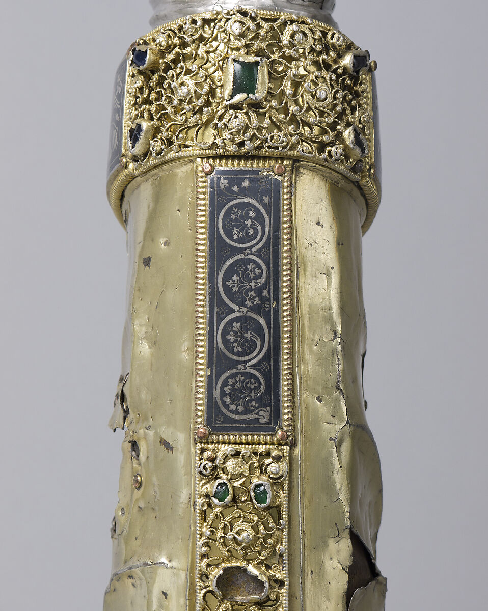 Arm Reliquary, Silver, gilded silver, niello, and gems; wood core , South Netherlandish