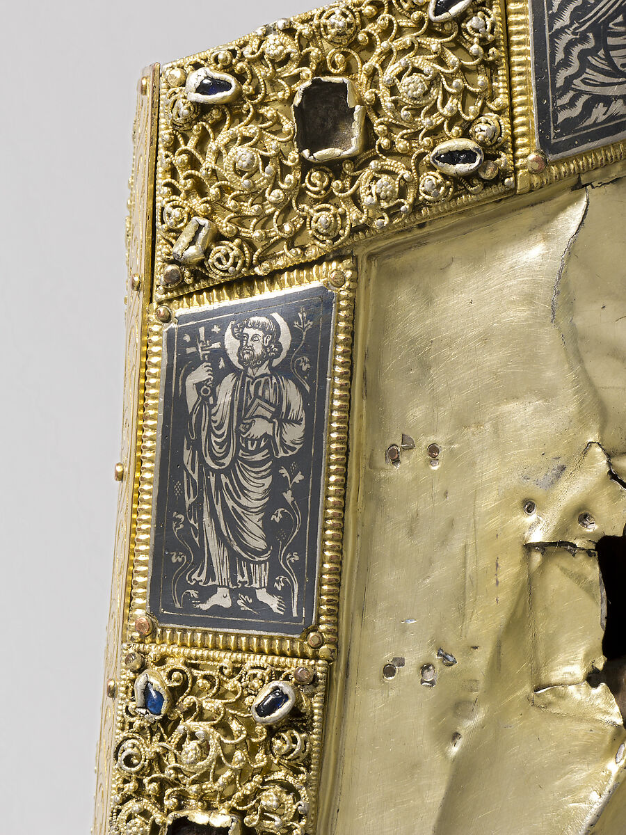 Arm Reliquary, Silver, gilded silver, niello, and gems; wood core , South Netherlandish