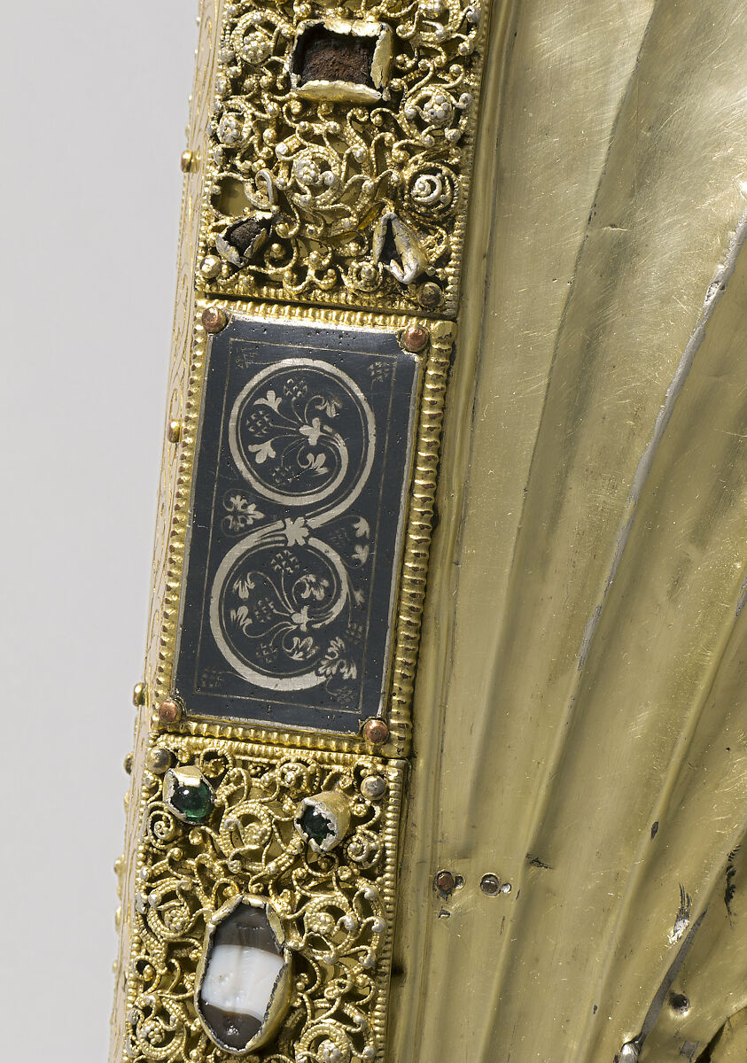 Arm Reliquary, Silver, gilded silver, niello, and gems; wood core , South Netherlandish
