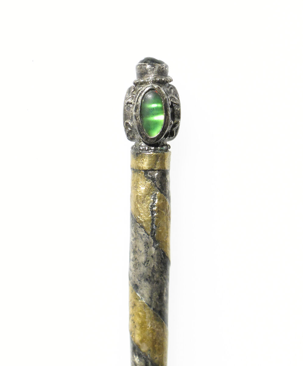 Stylus, silver, gilded silver, and stones, French