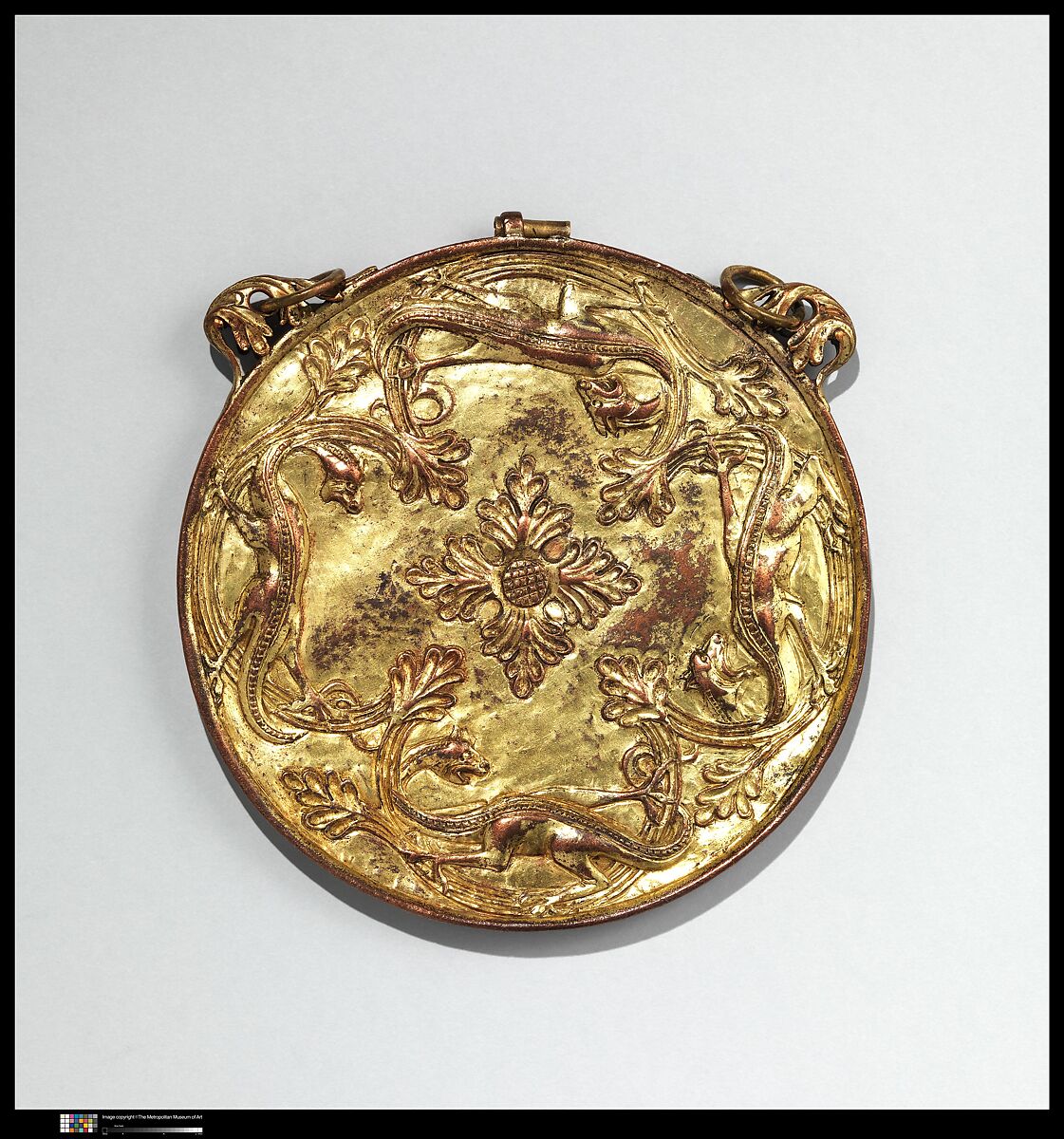 Valve of a Mirror Case, Bronze gilt, British 