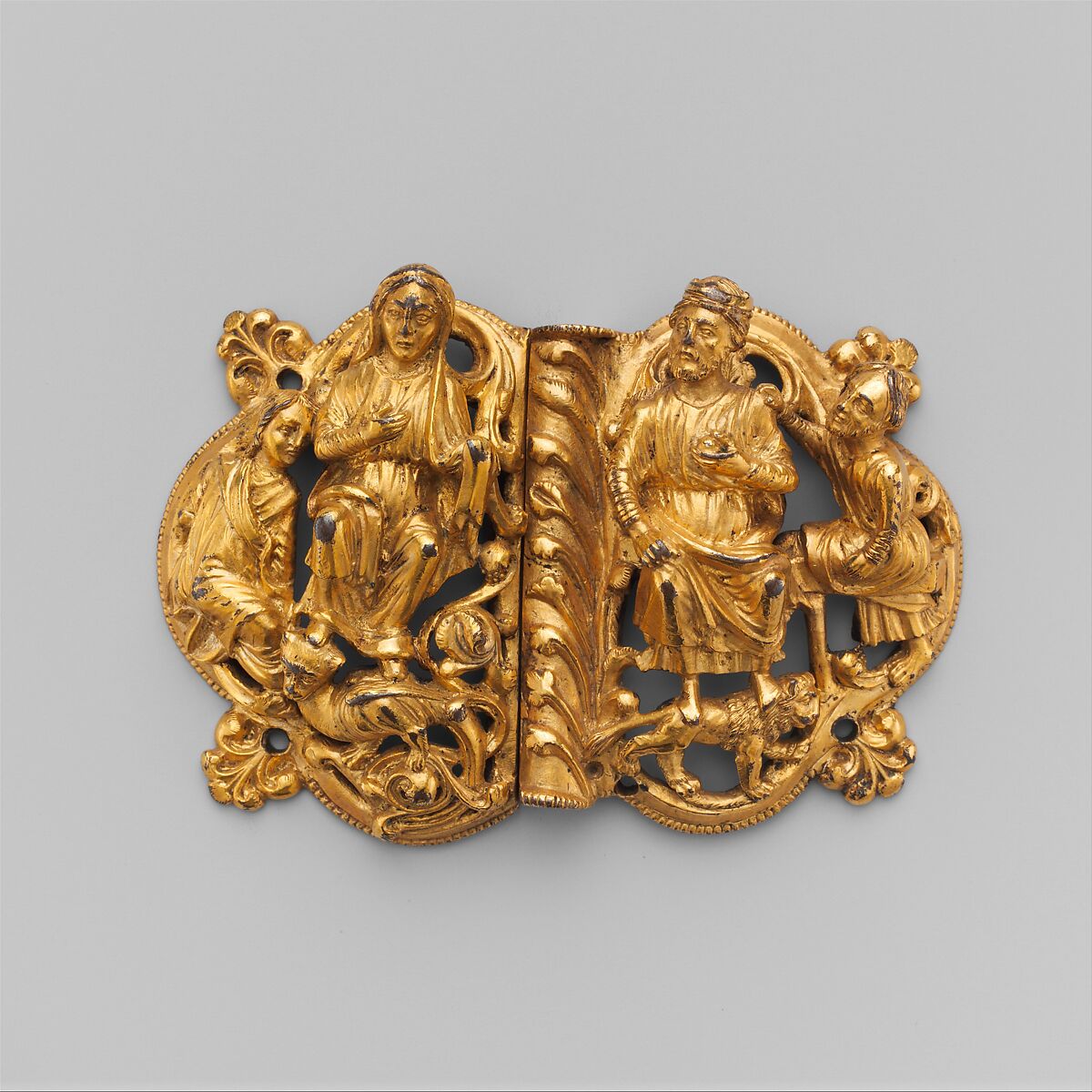 Clasp, Copper alloy, gilding, South Netherlandish 