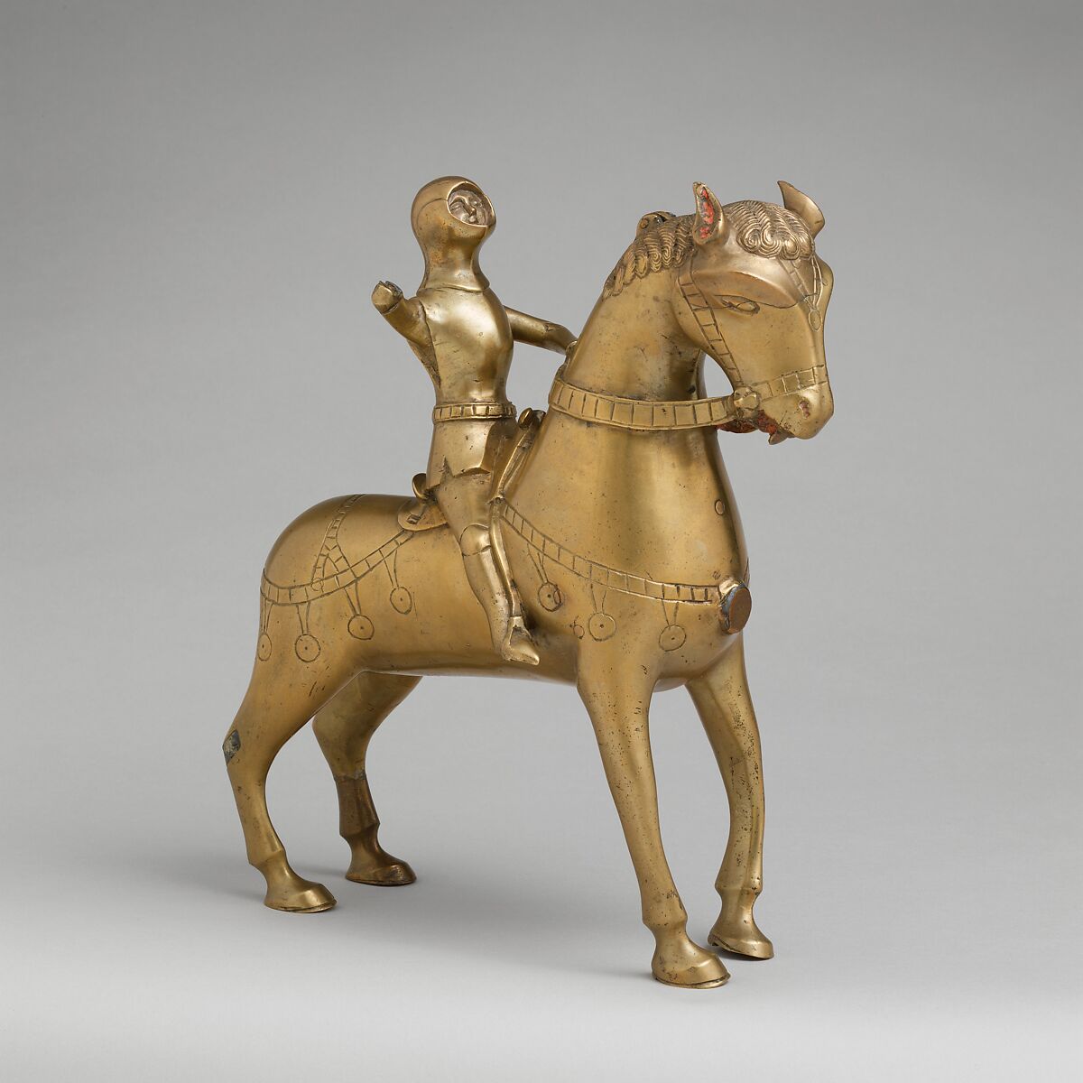 Aquamanile in the Form of a Soldier on Horseback, Copper alloy, German