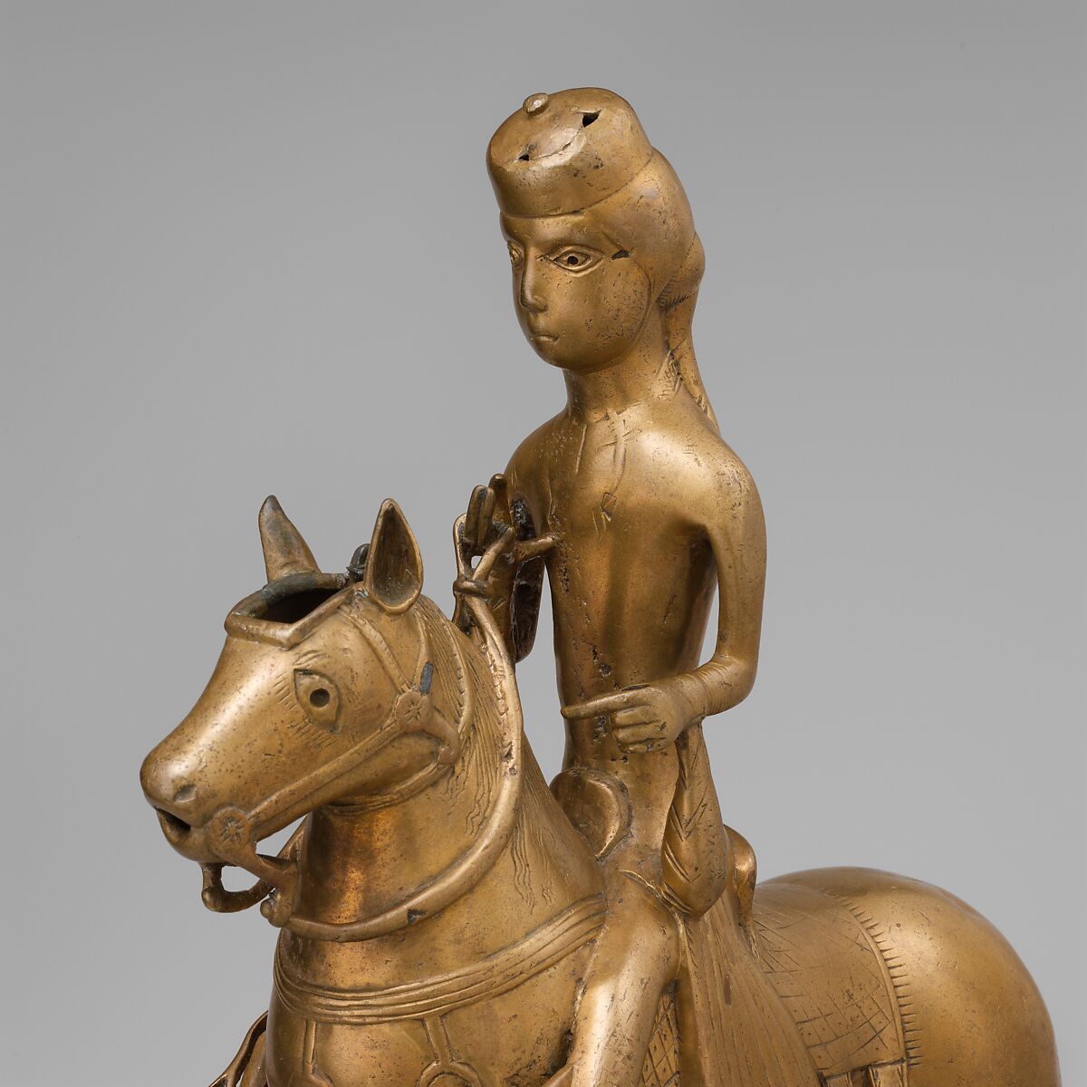 Aquamanile in the Form of a Falconer on Horseback, Copper alloy, North German