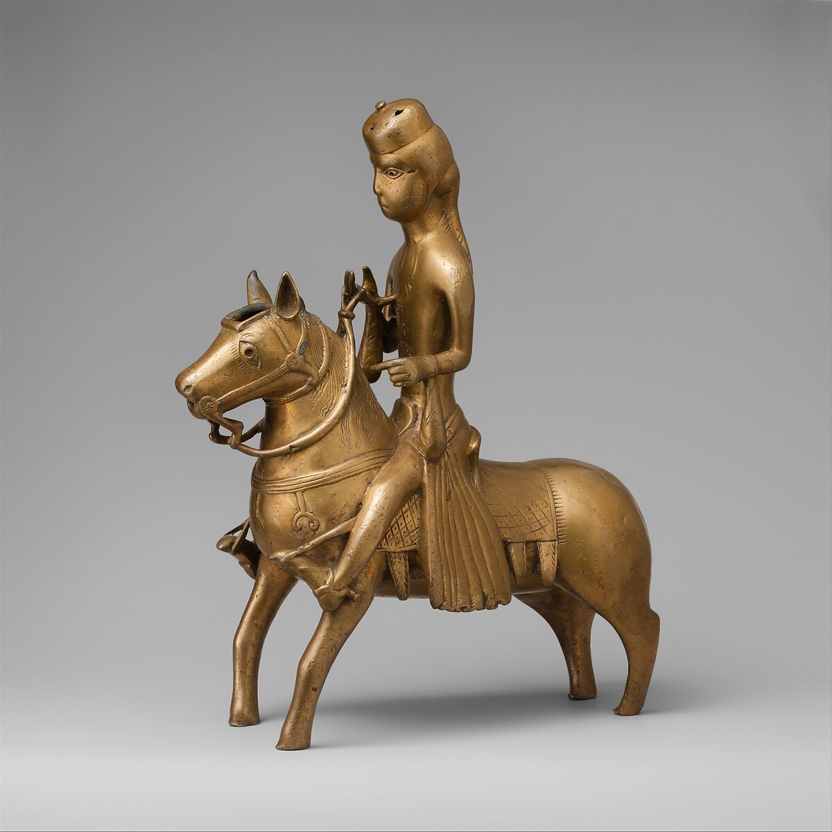 Aquamanile in the Form of a Falconer on Horseback, Copper alloy, North German