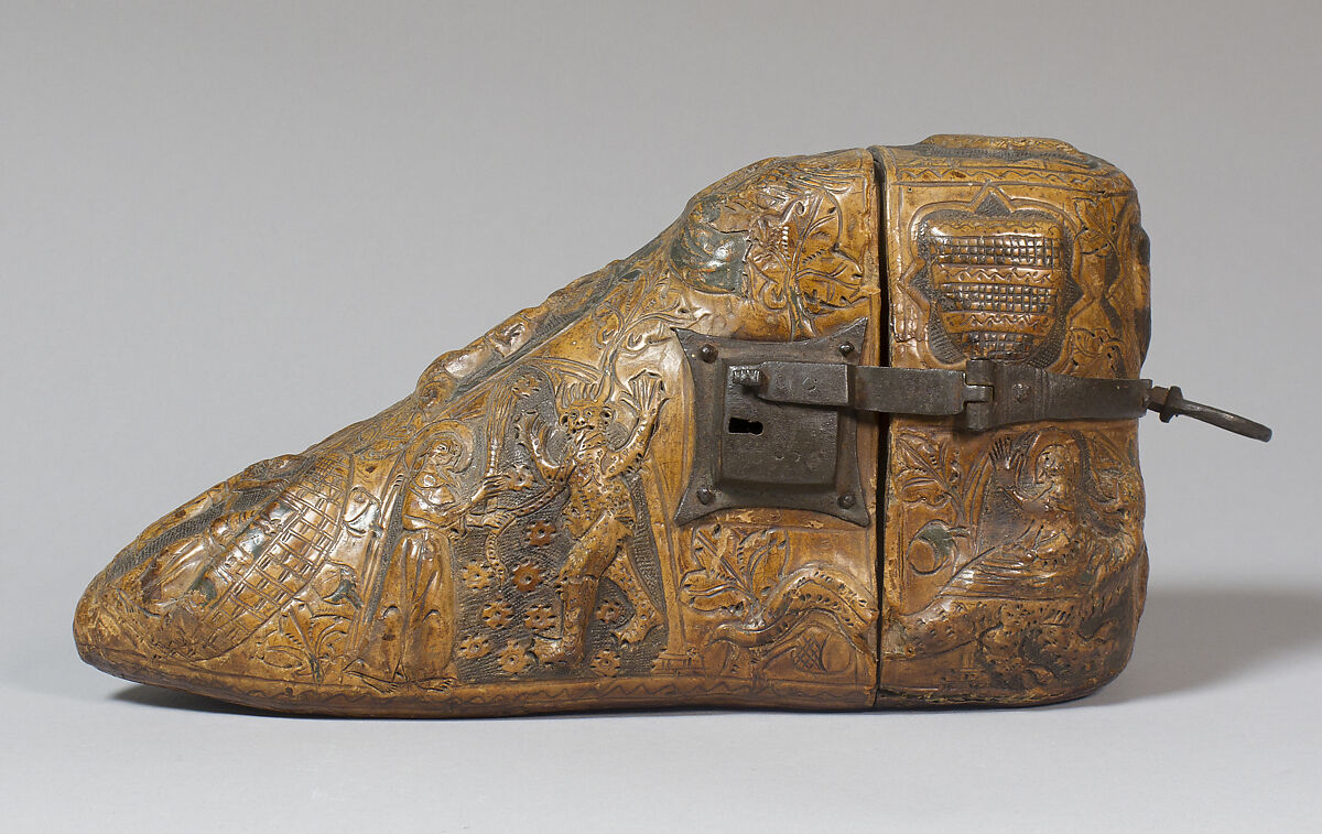Shoe Reliquary, Leather and Iron, French or Swiss