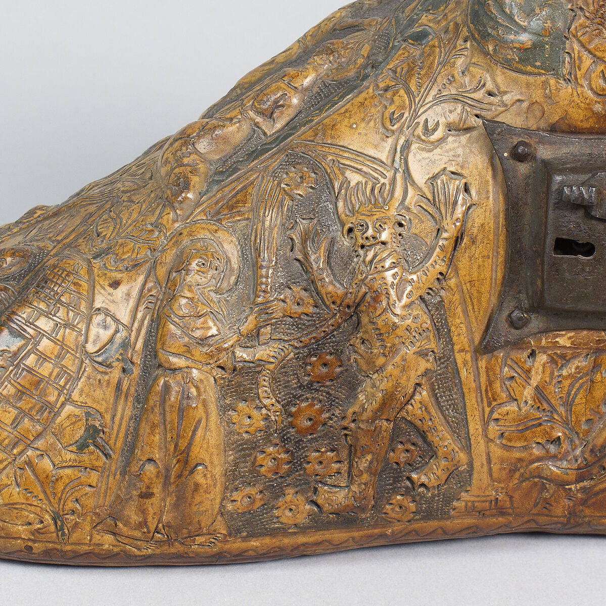 Shoe Reliquary, Leather and Iron, French or Swiss