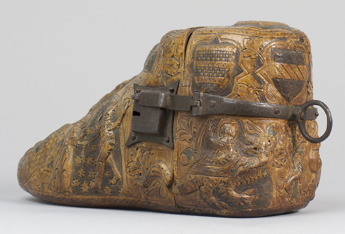 Shoe Reliquary, Leather and Iron, French or Swiss