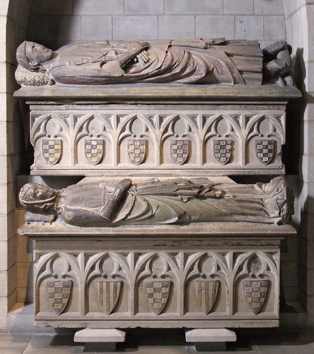 Double Tomb of Don Àlvar Rodrigo de Cabrera, Count of Urgell and His Wife Cecília of Foix, Limestone, traces of paint, Catalan 