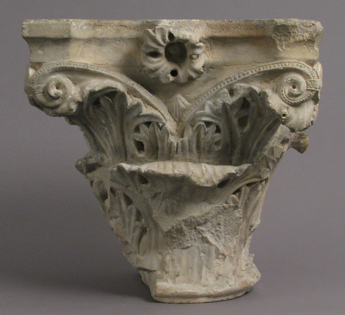 Capital with an Angel Emerging from a Cloud, Limestone, French