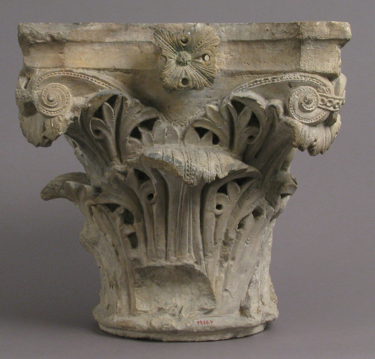 Capital with an Angel Emerging from a Cloud, Limestone, French