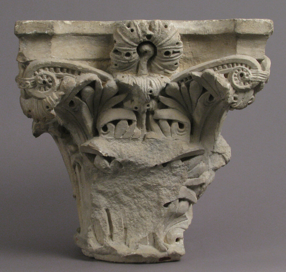 Capital with an Angel Emerging from a Cloud, Limestone, French